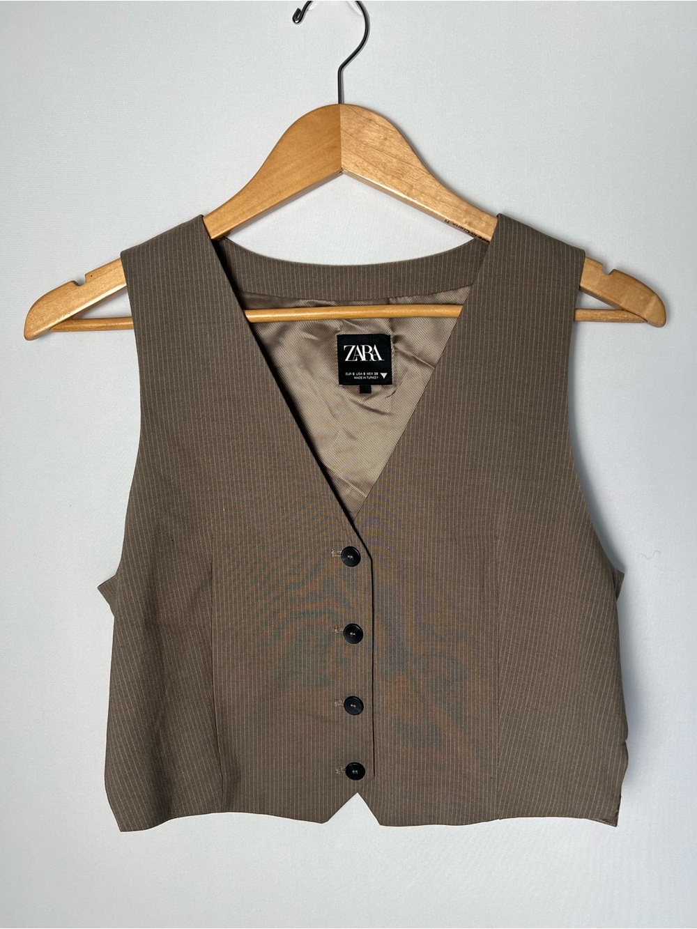 Zara Brown Pinstripe Vest